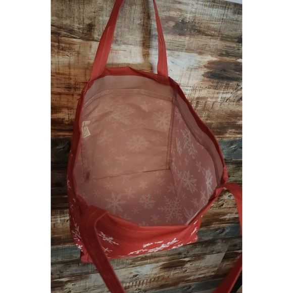 🌟 3 for $15 Deal! 🌟Christmas tote bag red with white snowflakes - Picture 4 of 6